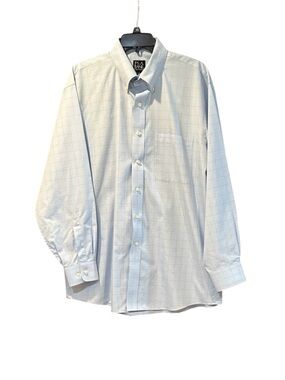 Jos. A. Bank Men’s  Blue Plaid Travelers Button Up Shirt Size‎ Large 100% Cotton